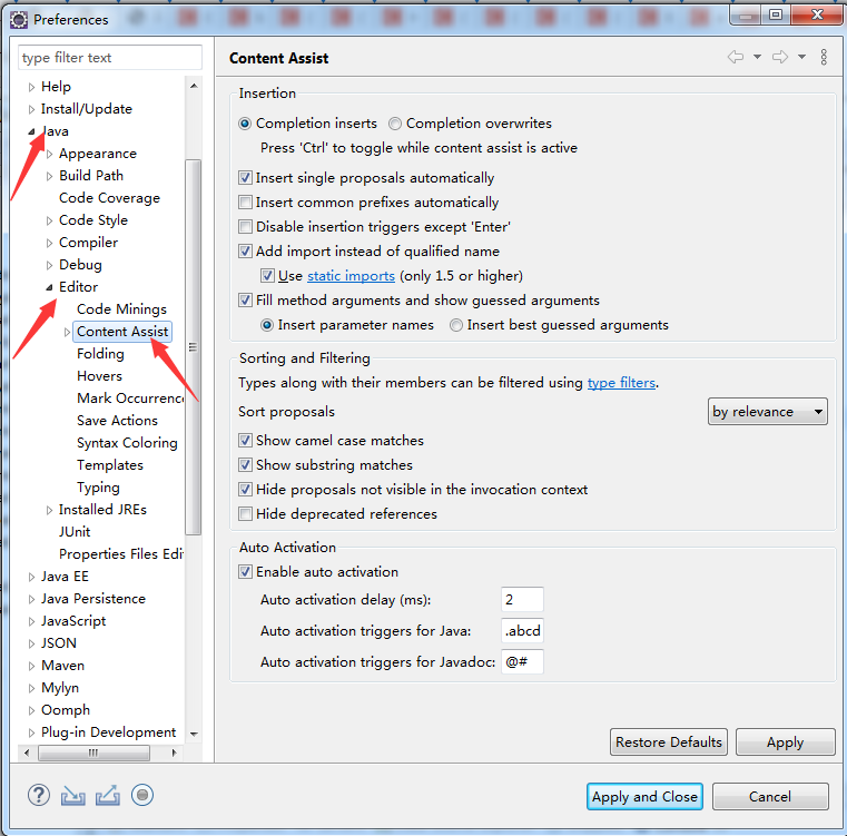 Eclipse input smart prompt settings - Programmer Sought