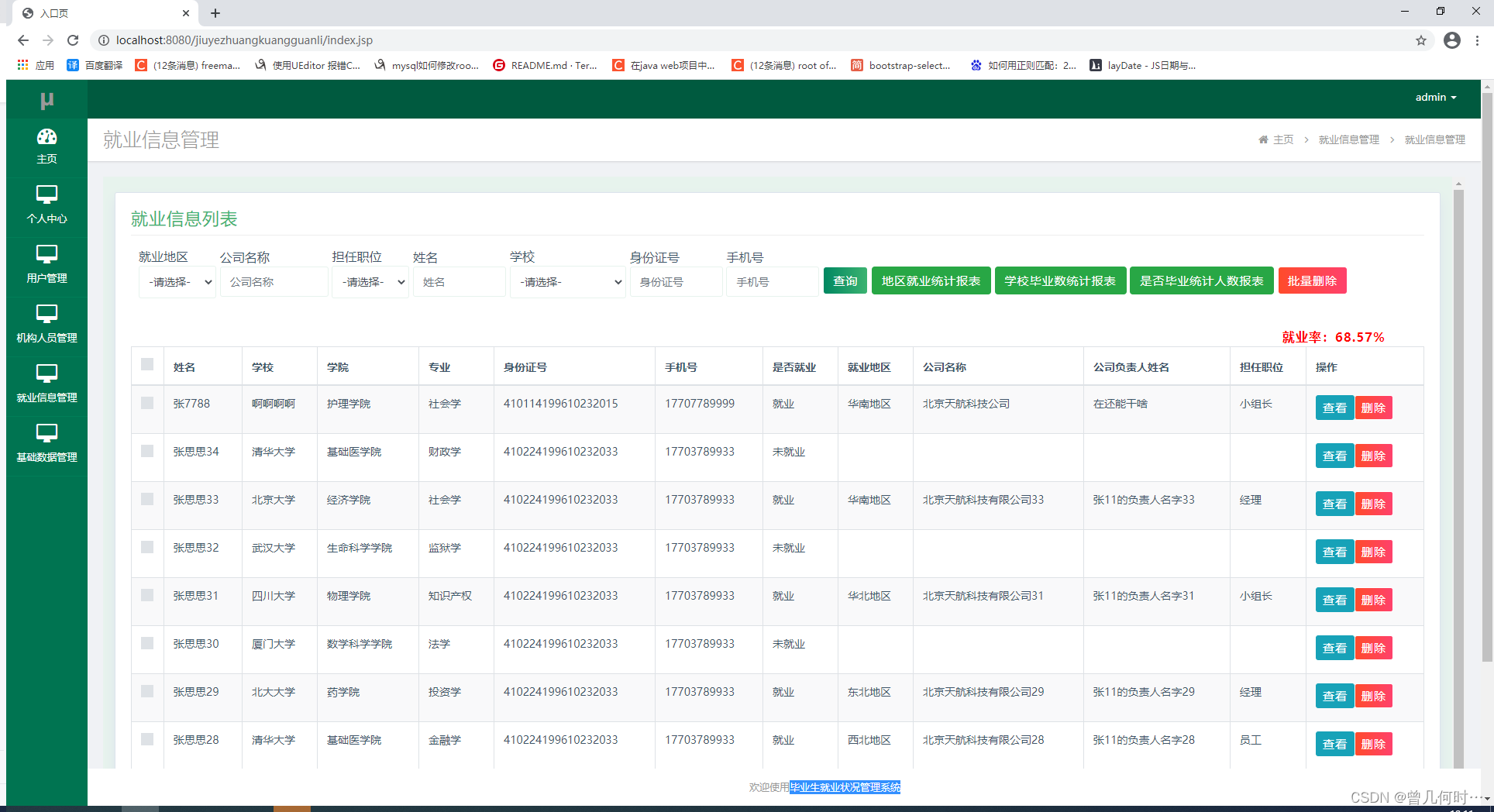 基于SSM的毕业生就业状况管理系统设计与实现