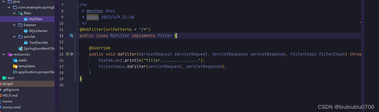 SpringBoot中使用Servlet,Filter,Listener,拦截器