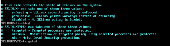 将SELINUX字段从enforcing改为disable