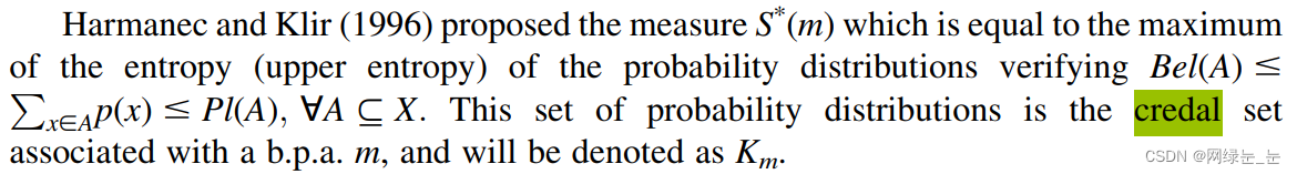 credal set在DS theory的定义