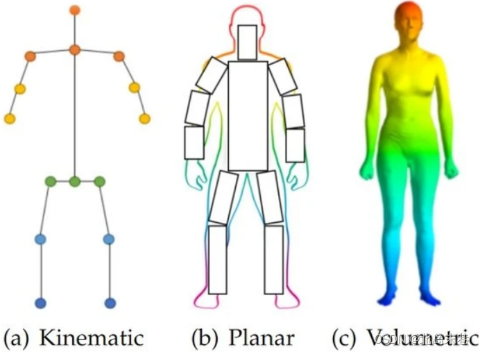 人体姿势建模:人体建模的三种模型