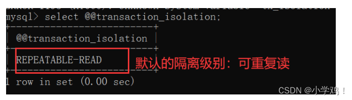 【MySQL】运行报错：ERROR 1193 (HY000): Unknown system variable ‘tx_isolation‘ 查看隔离级别报错