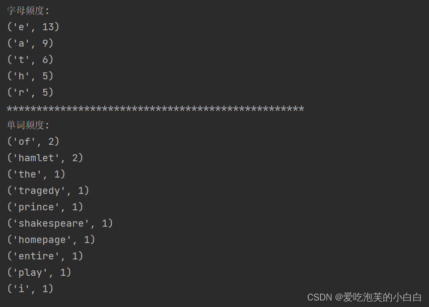 Python在文件中对字母、单词频度统计