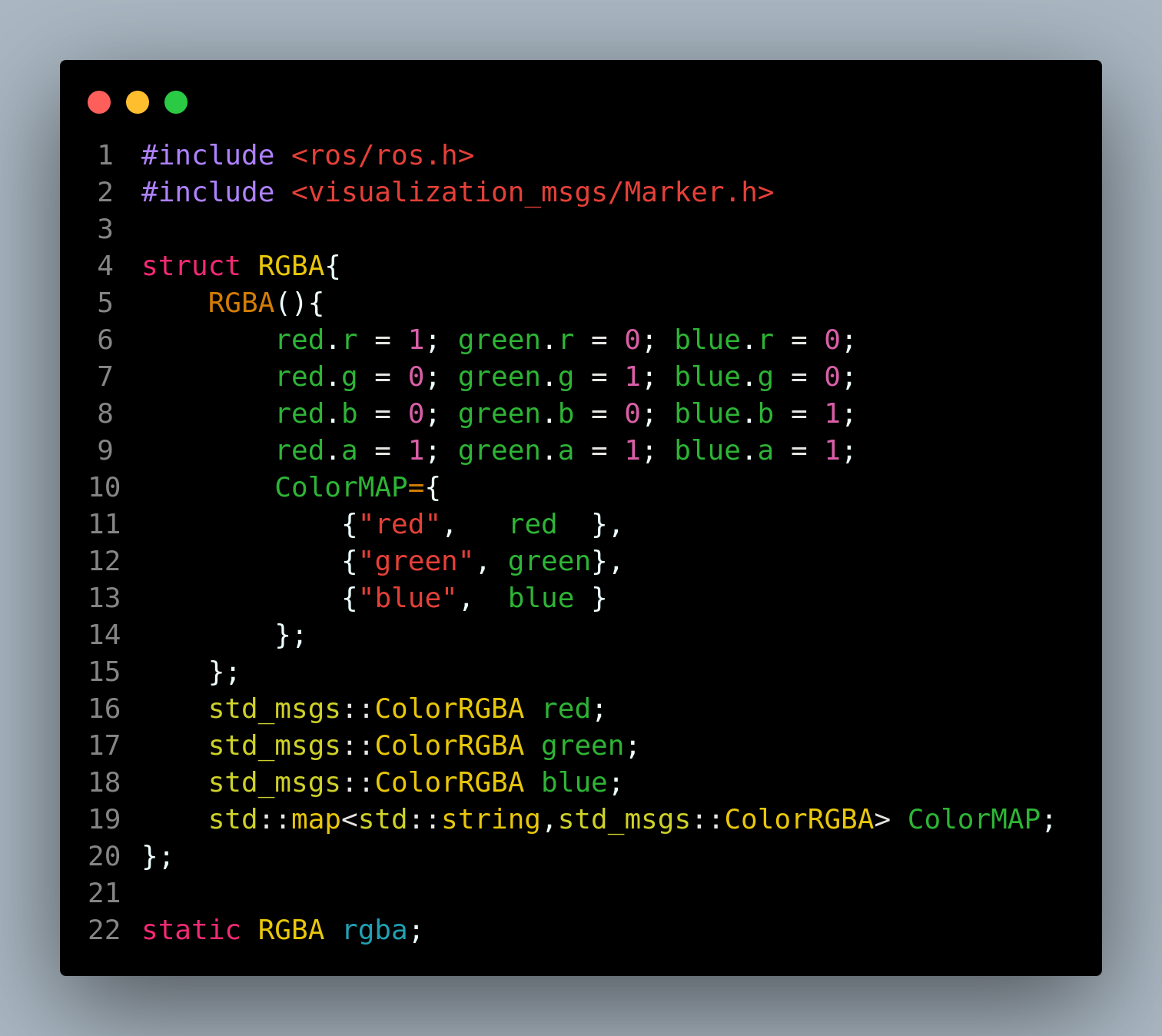 C++笔记之表驱动法-全局静态结构体变量的应用实例ColorMAP