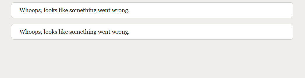 Laravel project showing Whoops, looks like something went wrong