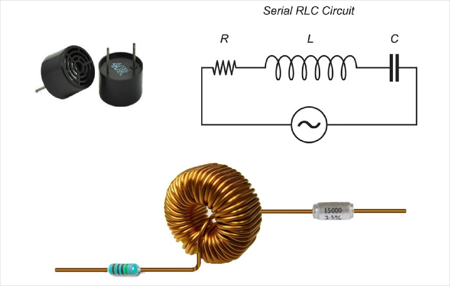 ▲ 图2.4.1 超声传感器等效LCR电路