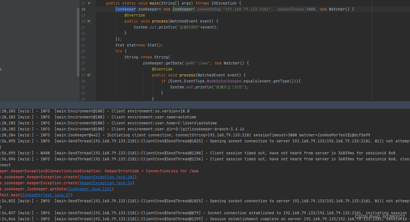 ZooKeeper报异常ConnectionLossException KeeperErrorCode = ConnectionLoss