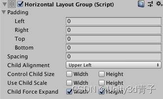 Unity UGUI的HorizontalLayoutGroup（水平布局）组件