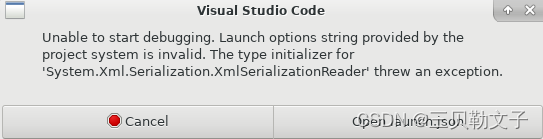 Unable to start debugging. Launch options string provided by the ...