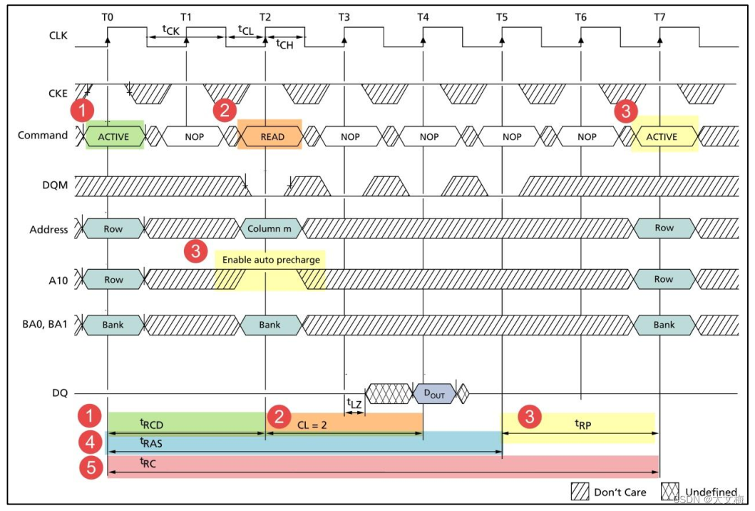 CL=2 时，带 AUTO PRECHARGE 的读时序