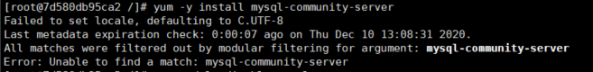 All matches were filtered out by modular filtering for argument: mysql-community-server
