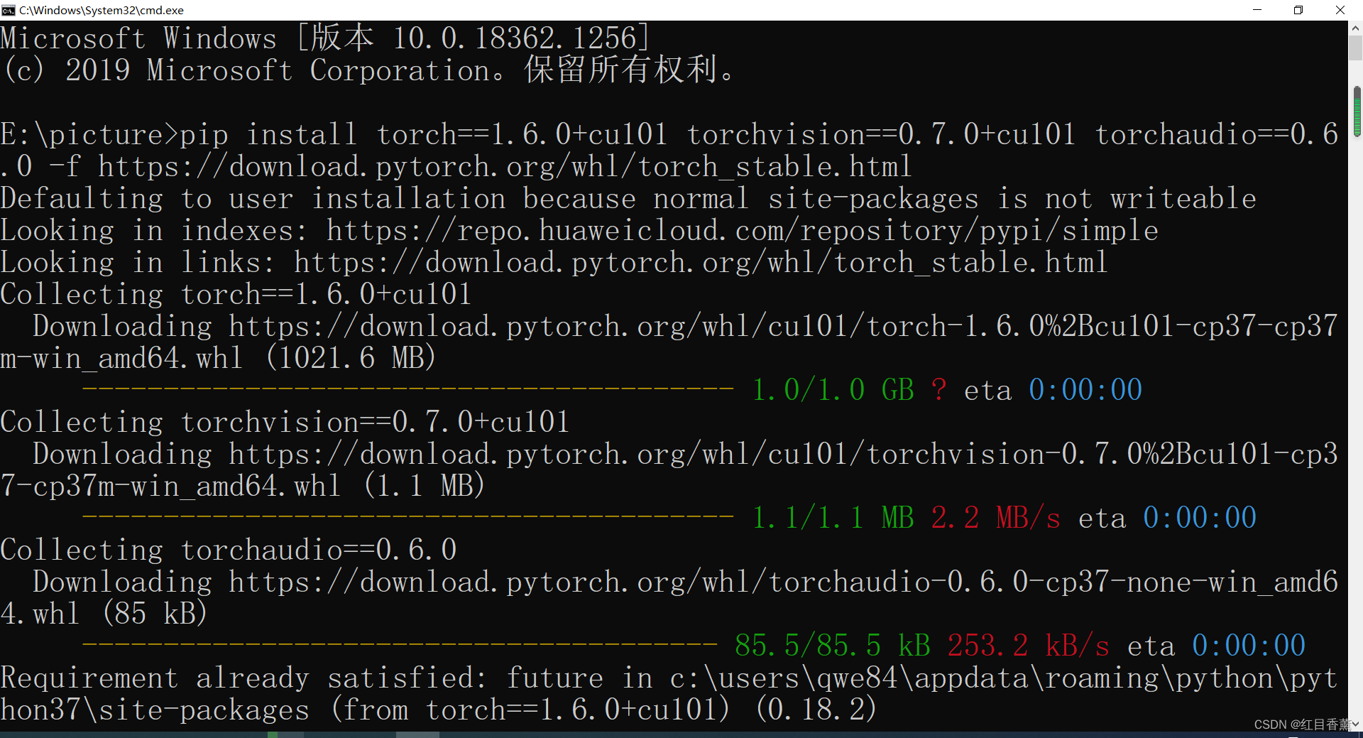 ModuleNotFoundError: No module named ‘torch‘解决方案python安装torch(python3.6+torch1.6)