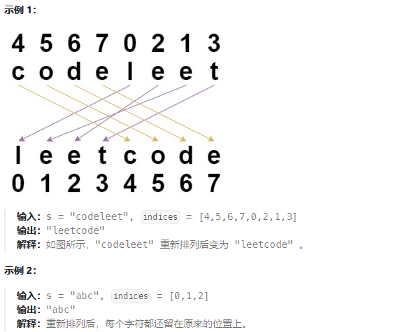 【力扣1528】重新排列字符串