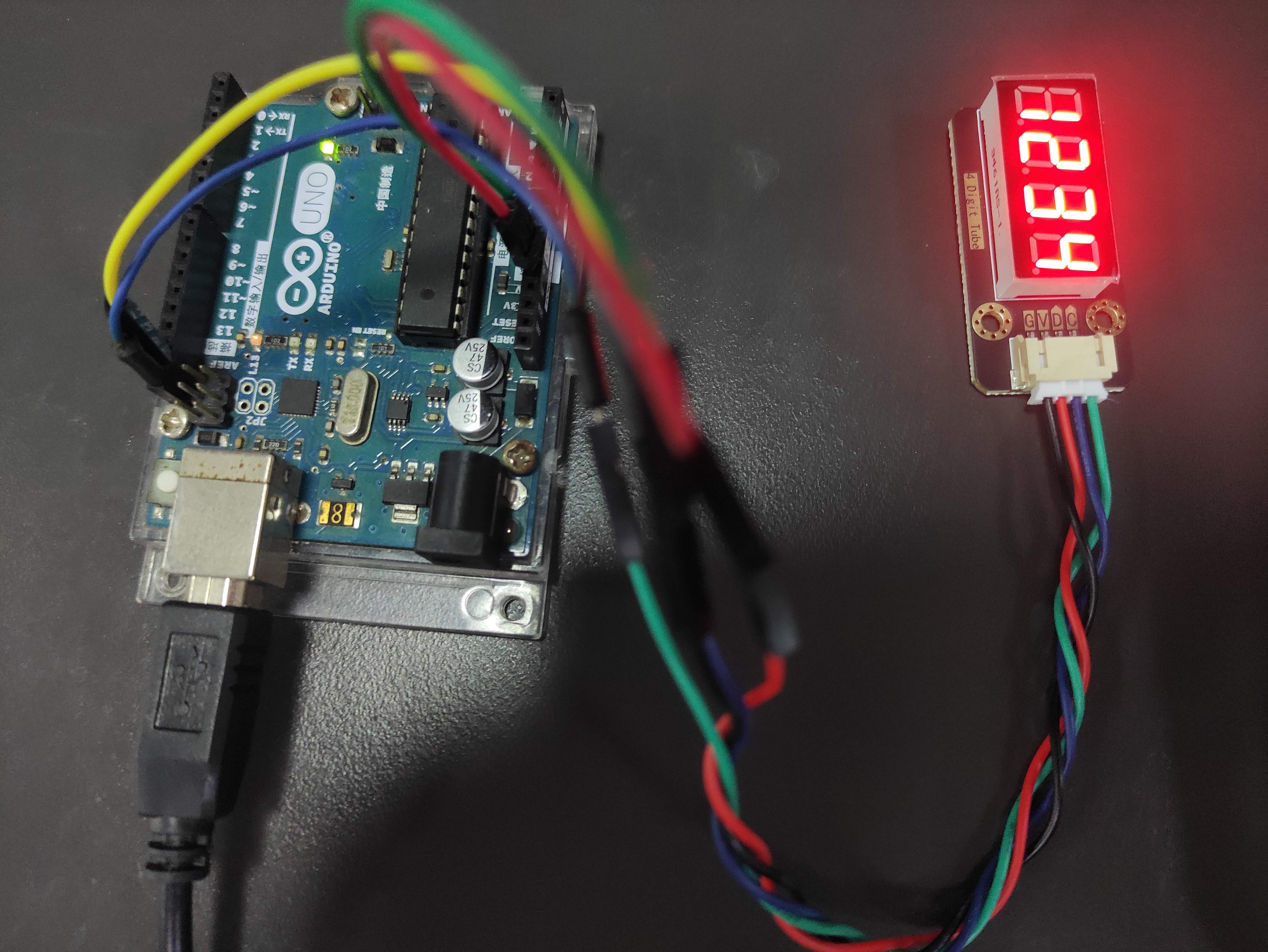 Arduino驱动四位0.36英寸共阴数码管模块