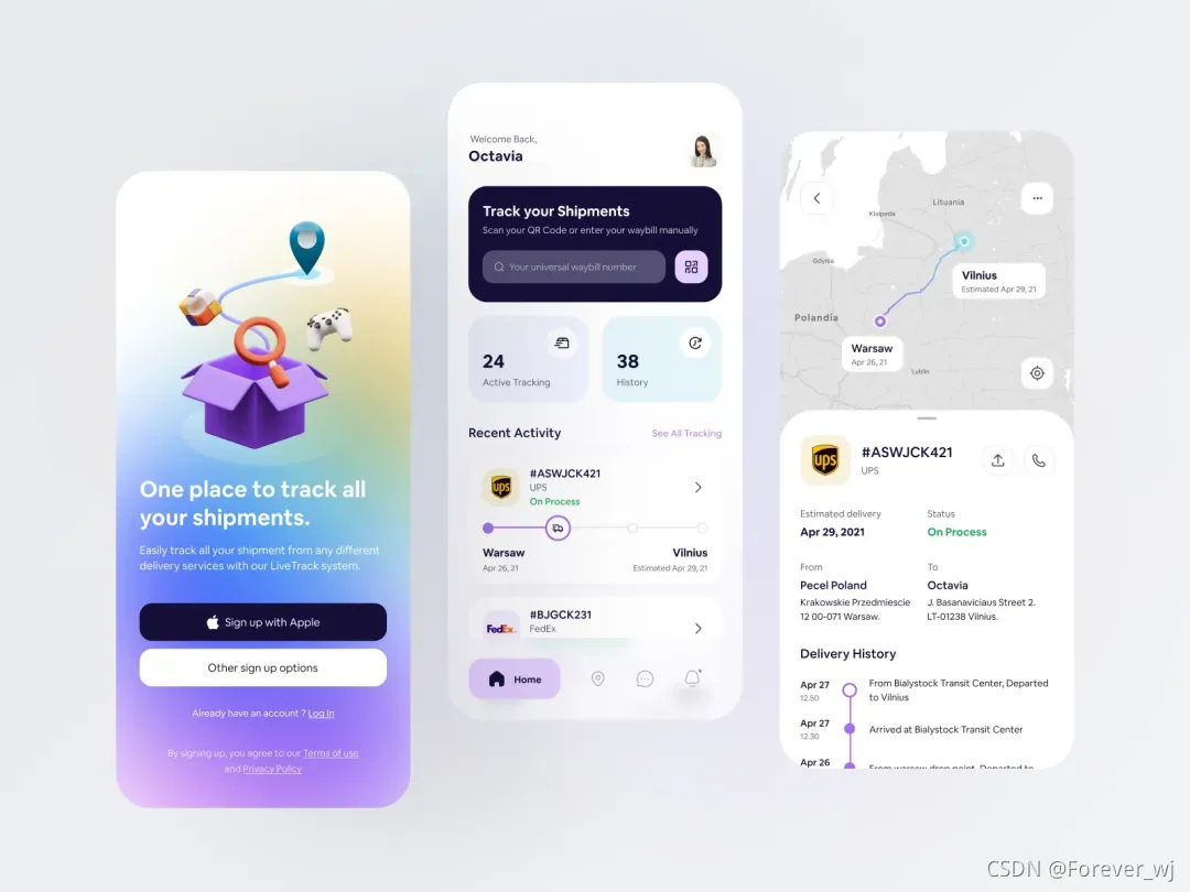 Tracc Shipment Tracking App by Fireart Studio