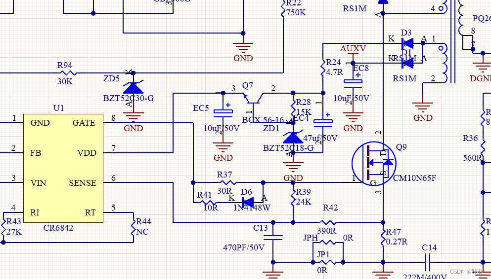 稳压管或三极管--输出5V