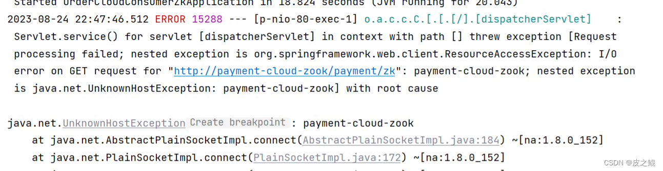 springCloud整合Zookeeper的时候调用找不到服务