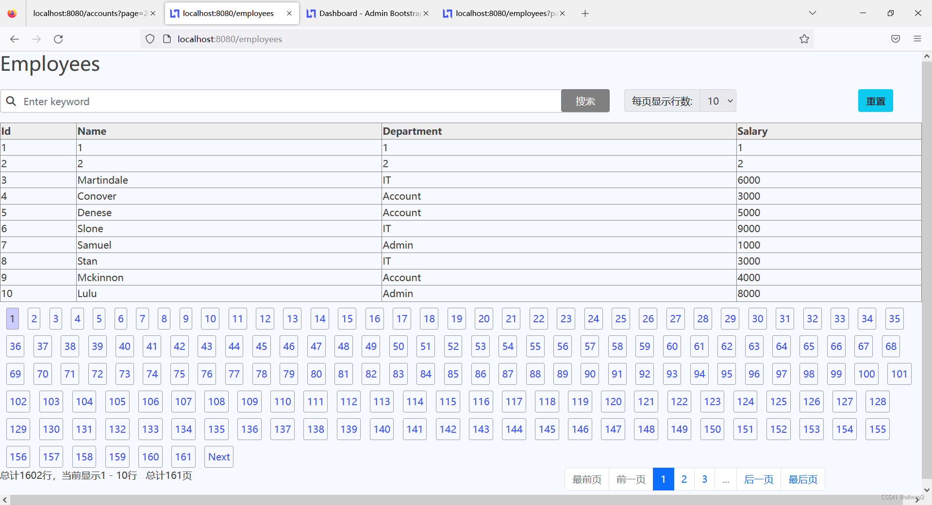 Spring Data JPA使用Pageable 参数Thymeleaf 视图进行分页