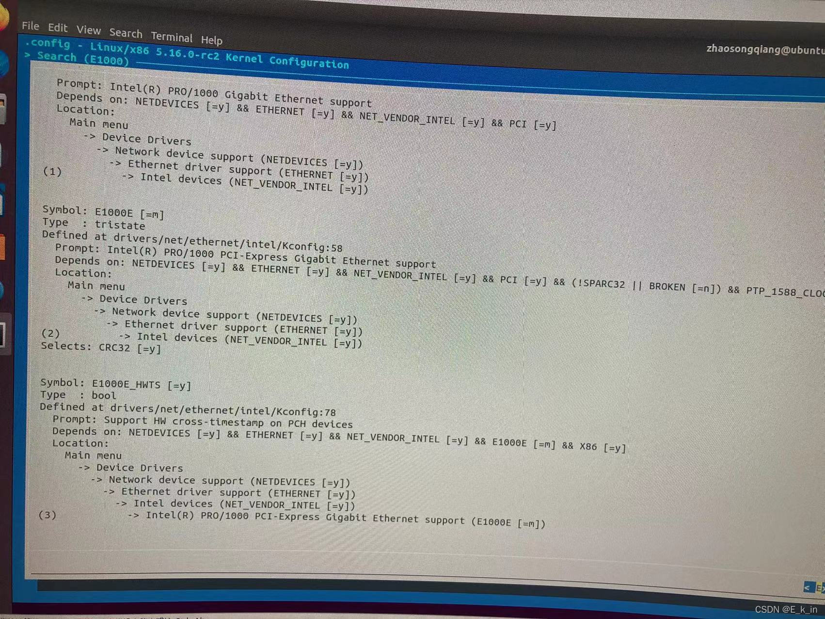make menuconfig 开启e1000