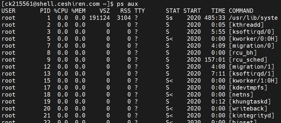 ps aux