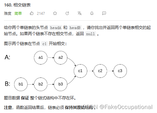 leetcode160.相交链表