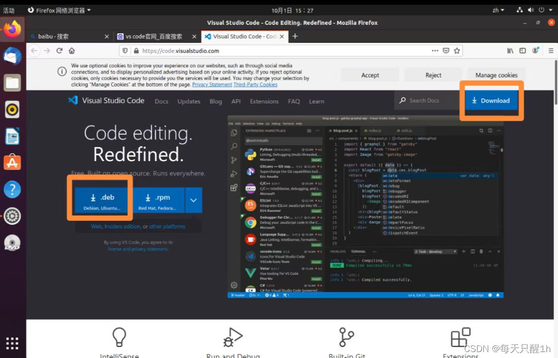 visual studio code ubuntu 20.04 install