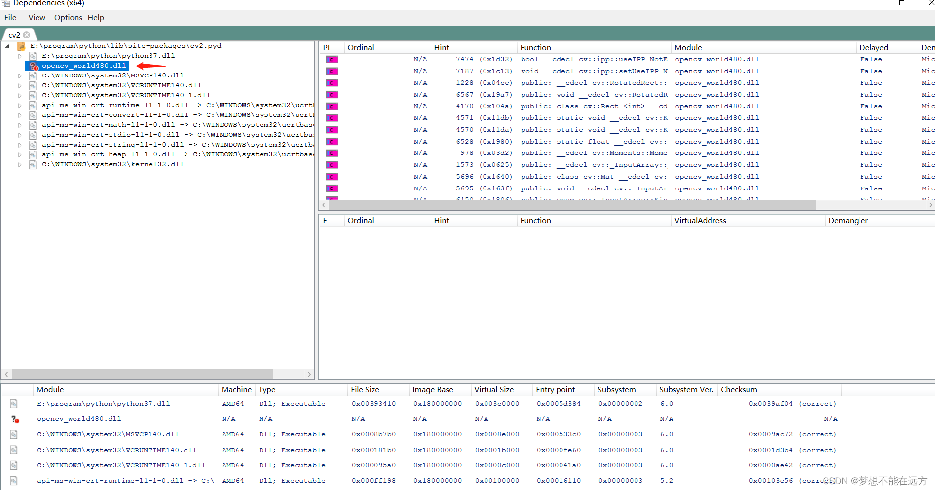 OpenCV importerror:dll load failed