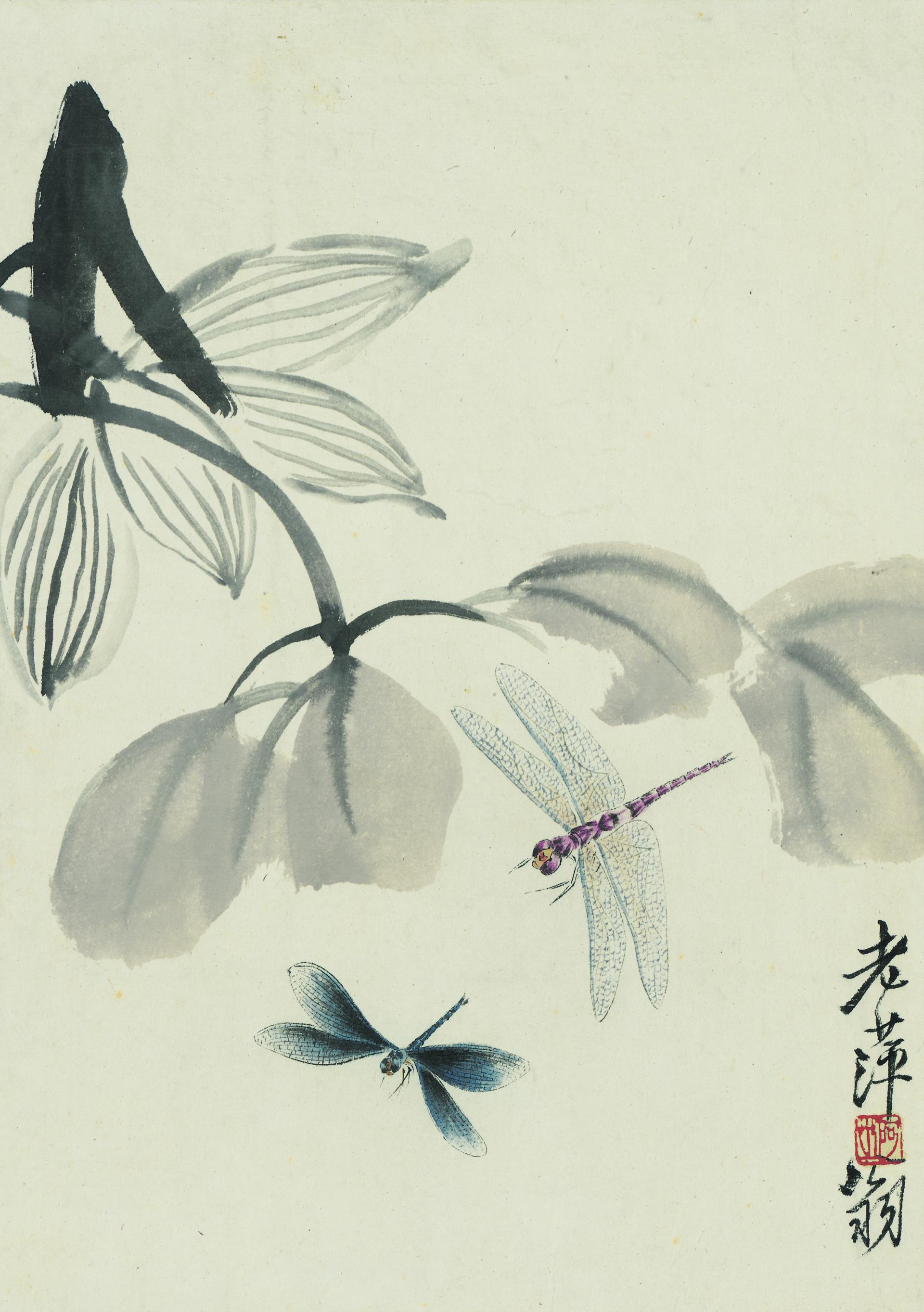 名画378 齐白石《花草工虫册页十开》