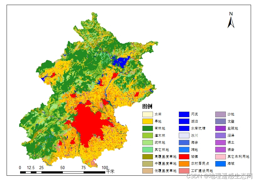 北京市行政村边界shp数据/北京市乡镇边界/北京市土地利用分类数据