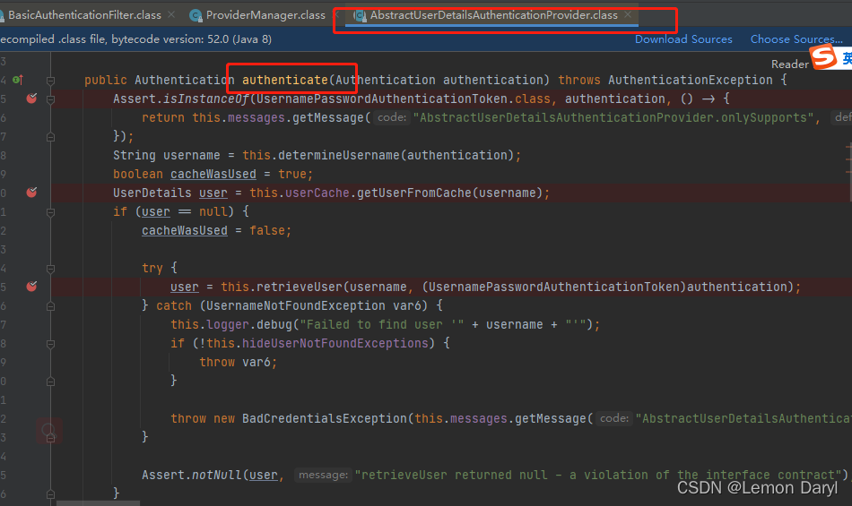 DaoAuthenticationProvider的authenticate