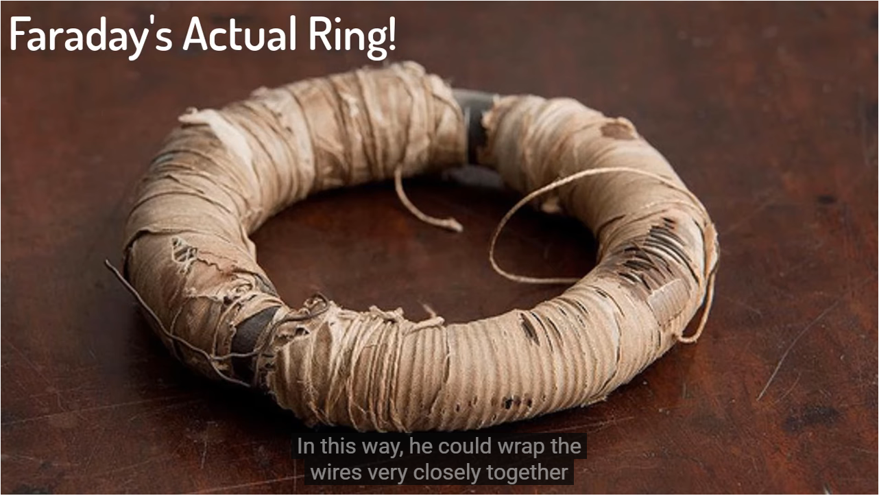 ▲ 图1.1.2 法拉第实验所使用的铁环