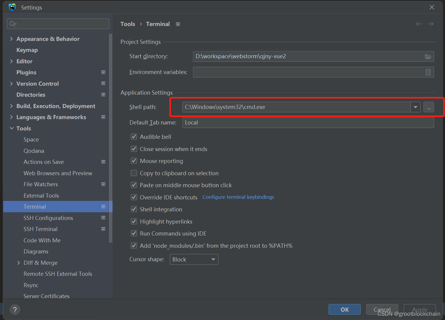 webstorm terminal hotkey