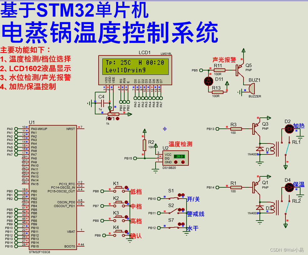 【Proteus仿真】【STM32单片机】电蒸锅温度控制系统