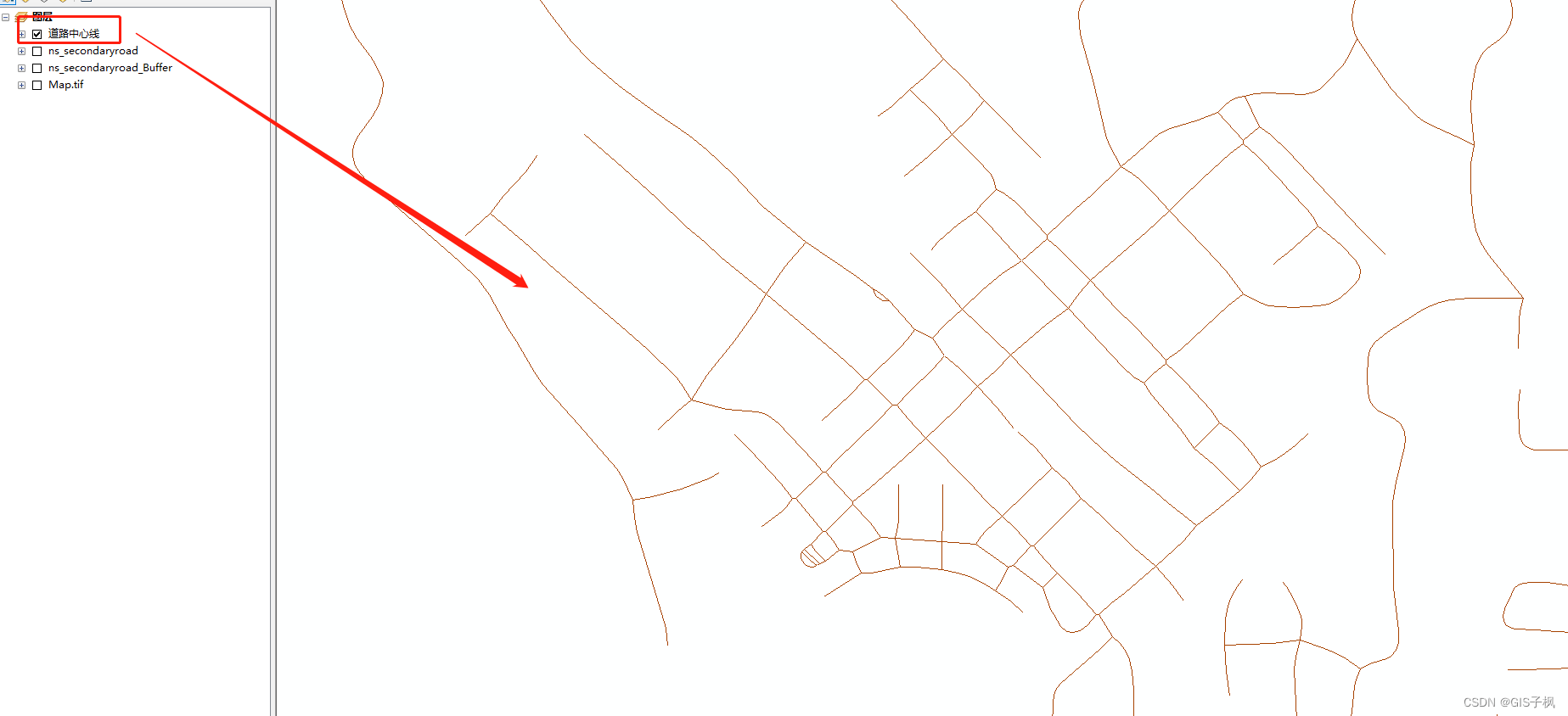 基于ArcGis提取道路中心线