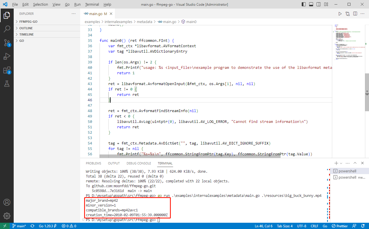 2023-04-21：用go语言重写ffmpeg的metadata.c示例。