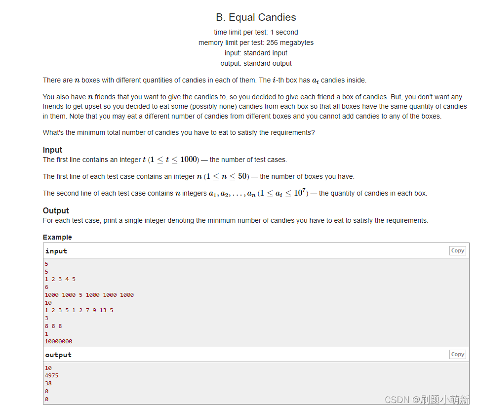 Codeforces Round #790 (Div. 4)B. Equal Candies_equal Candies C++-CSDN博客