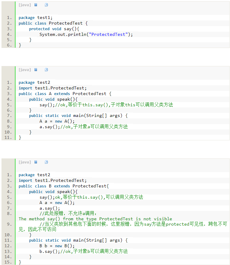 **关于protected：**