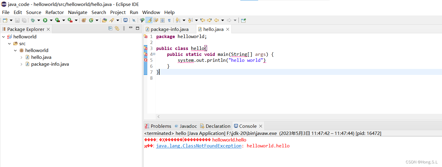 eclipse新手hello world报错:java.lang.module.ClassNotFoundException:_eclipse ...