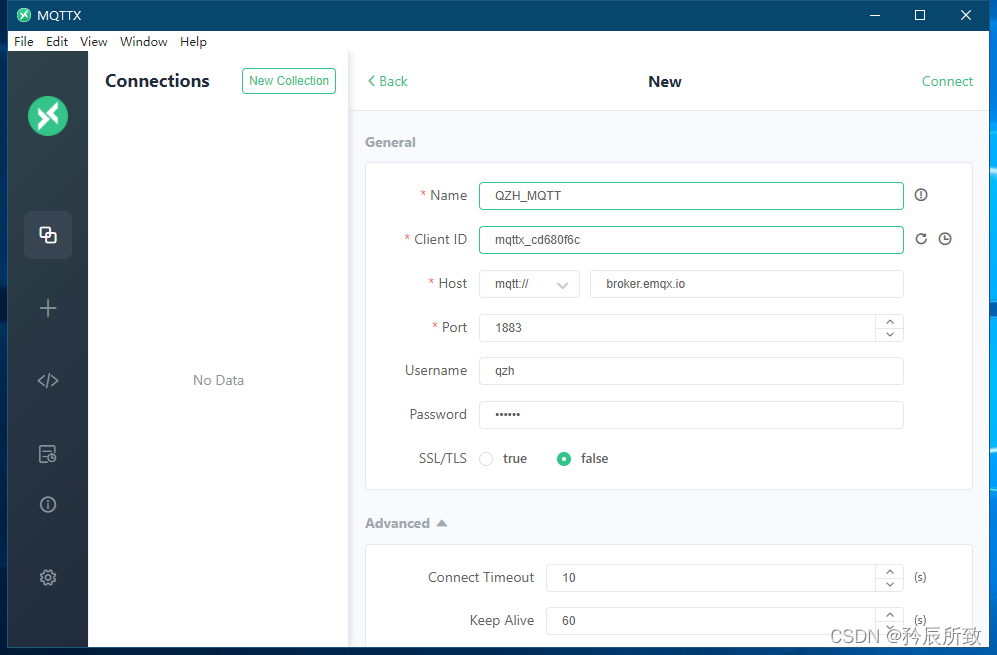 MQTT connection settings