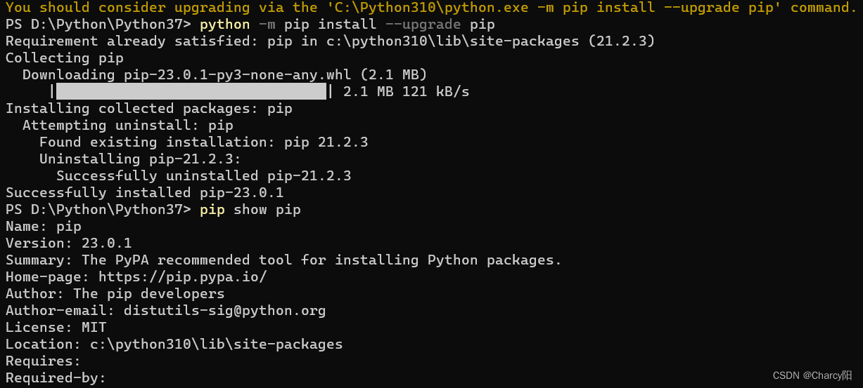 更新pip_a new release of pip is available: 23.0.1 -> 24.1.-CSDN博客