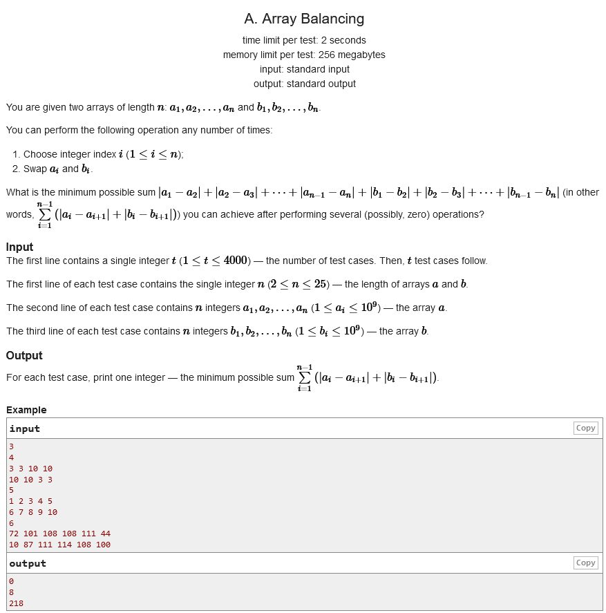 Educational Codeforces Round 126 (Rated For Div. 2)（ABCD）_对于两个长度为n的数列,有 ...