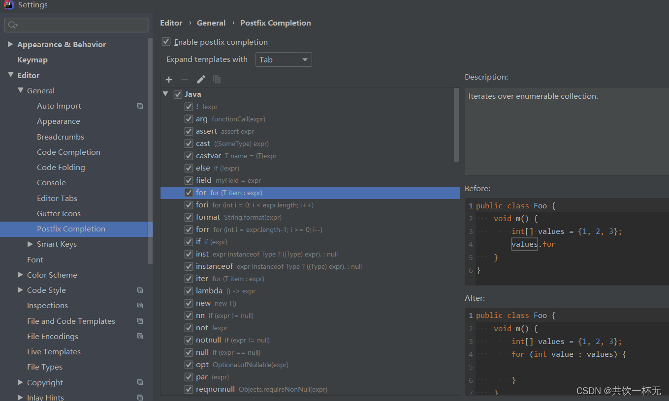 Postfix Completion（代码模板）