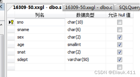 数据库--T-SQL创建数据库表