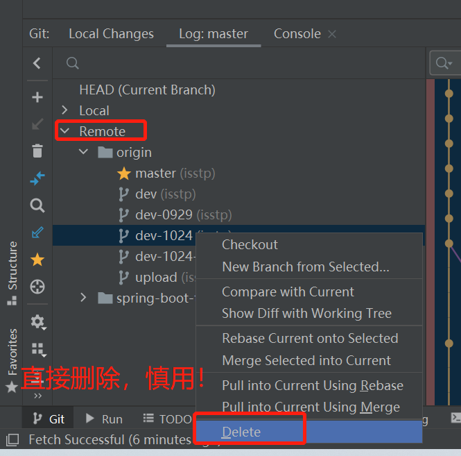 Idea Git 拉取全部远程分支， Idea Git 删除远程分支