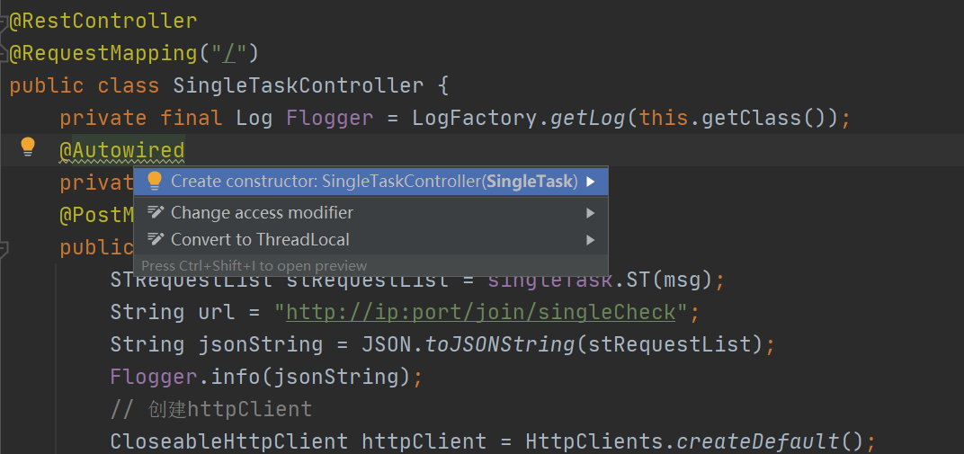 idea警告：Field injection is not field injection is not