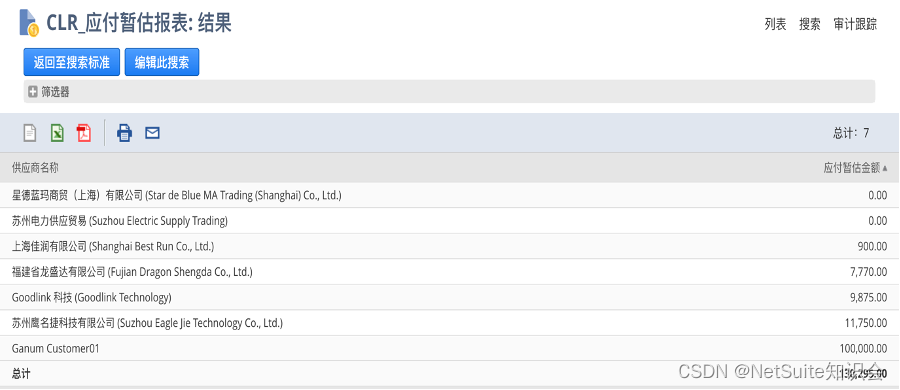 NetSuite 中国财务常用报表功能包