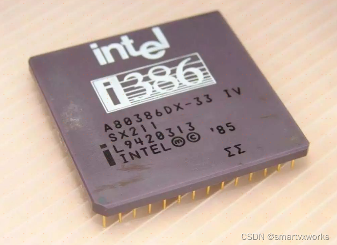 Intel 80386  32位，27.5万个晶体管，频率为12.5MHz，后提高到33MHz