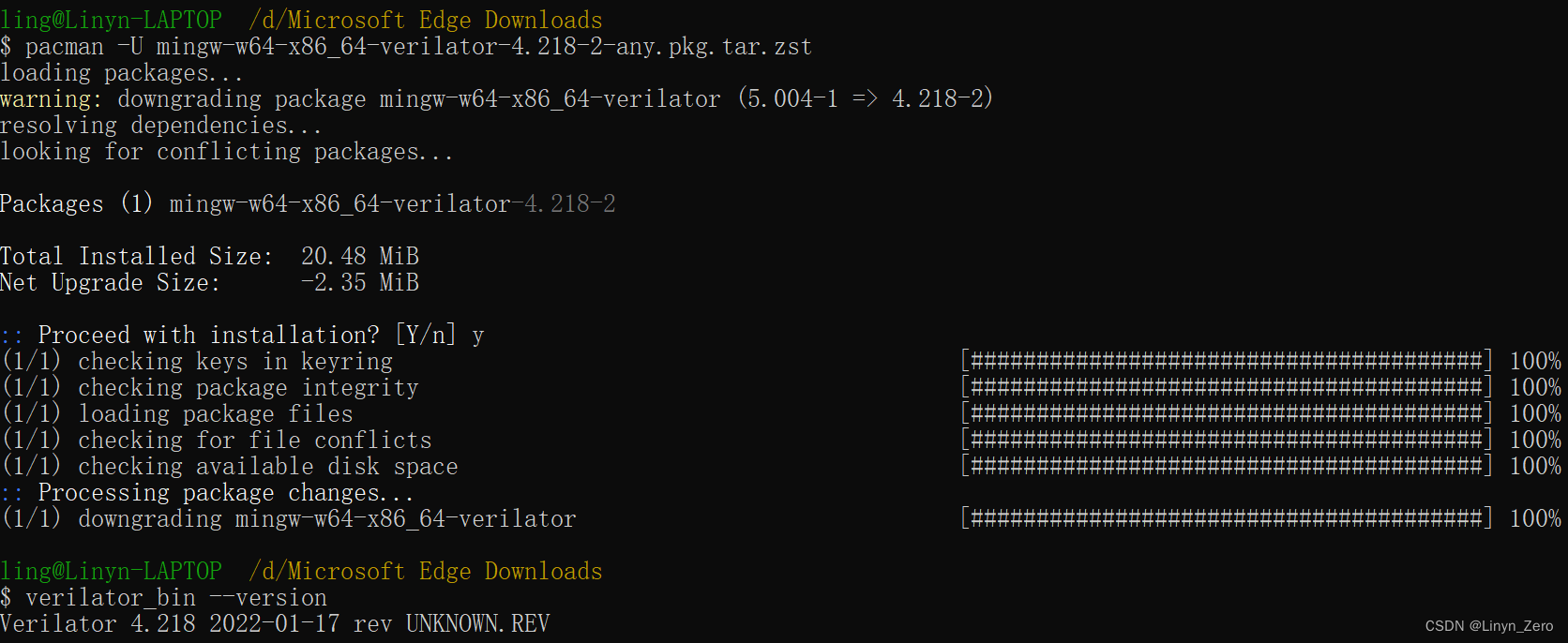 【msys2】使用msys2下载工具的旧版本
