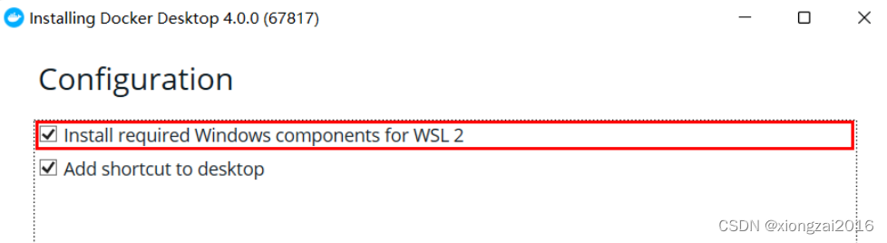 网上找的图片，所以有Install required Windows components for WSL2这个选项
